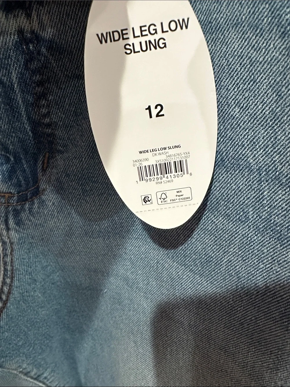 Women's Wide Leg Low Slung Jeans Size 12 - Picture 9 of 14